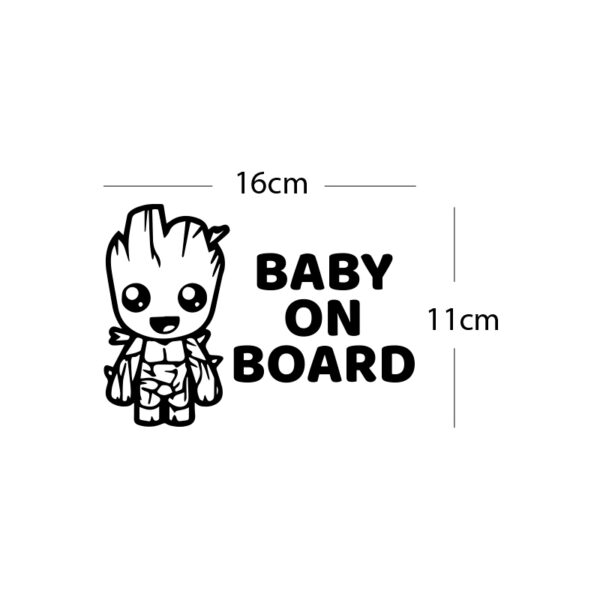 Alternative view of Σήμα Baby on Board με Αυτοκόλλητο Groot Μαύρο