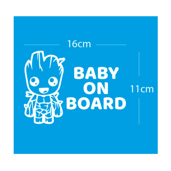 Alternative view of Σήμα Baby on Board με Αυτοκόλλητο Groot Λευκό