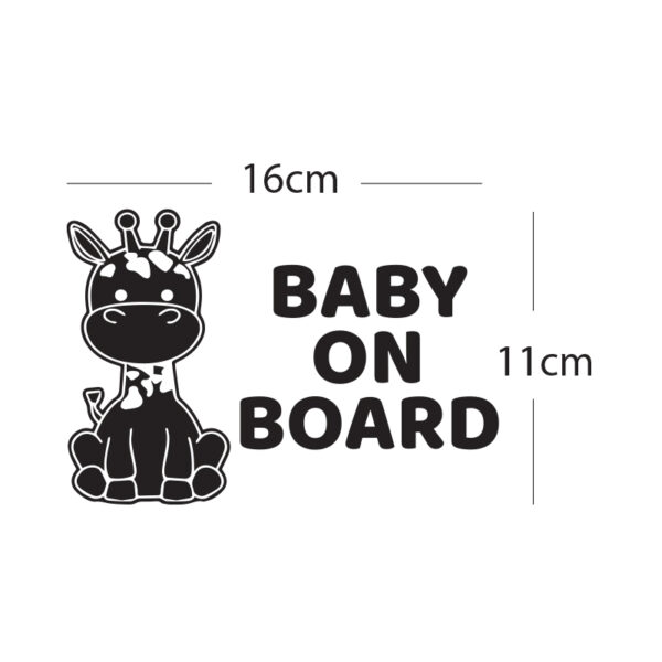 Alternative view of Σήμα Baby on Board με Αυτοκόλλητο Καμηλοπάρδαλη Μαύρο