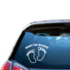Σήμα Baby on Board με Αυτοκόλλητο Πατουσάκια Λευκό