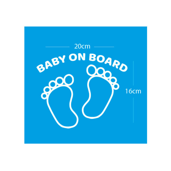 Alternative view of Σήμα Baby on Board με Αυτοκόλλητο Πατουσάκια Λευκό