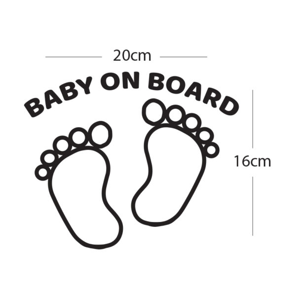 Alternative view of Σήμα Baby on Board με Αυτοκόλλητο Πατουσάκια Μαύρο