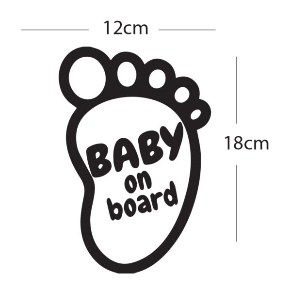 Alternative view of Σήμα Baby on Board με Αυτοκόλλητο Πατουσάκι Μαύρο