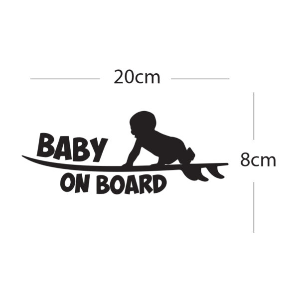 Alternative view of Σήμα Baby on Board με Αυτοκόλλητο Surfer Μαύρο