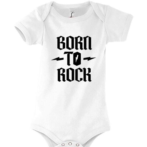 Printitup Φορμάκι μωρουδιακό κοντομάνικο Born to Be Rock Λευκό