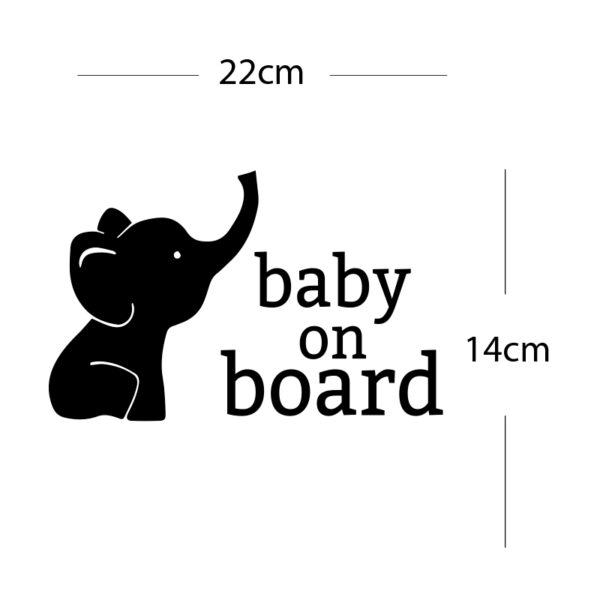Alternative view of Σήμα Baby on Board Αυτοκόλλητο Ελεφαντάκι Μαύρο
